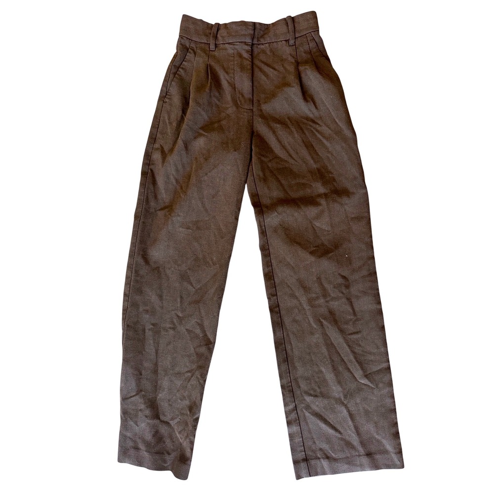 Wilfred Aritzia Effortless Straight Leg Trousers Brown Minimalist 00